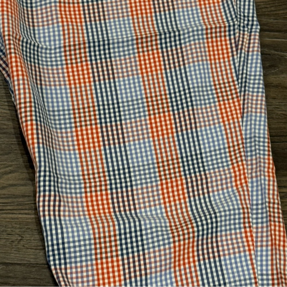 Southern Marsh Mens Gingham Plaid Pajama Lounge Pants Orange Blue Drawstring - Picture 2 of 5